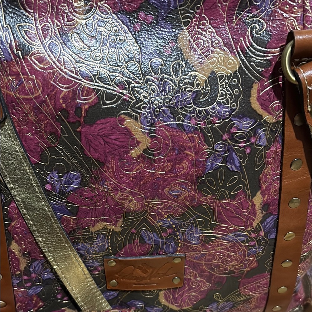 Parricia Nash Pink Purple and Gold Paisley and Floral Tote and Wallet Set - Picture 2 of 10